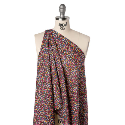Liberty Fabrics Tana Lawn® - Meera Pink - Bright Pink, Blue and Brown Simple Floral