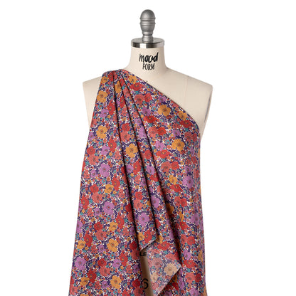 Liberty Fabrics Tana Lawn® - Meadow Song Purple - Golden Yellow, Red and Purple Flower Field