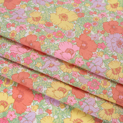 Liberty Fabrics Tana Lawn® - Meadow Song Pink, Yellow and Lime Green Flower Field