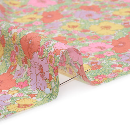 Liberty Fabrics Tana Lawn® - Meadow Song Pink, Yellow and Lime Green Flower Field
