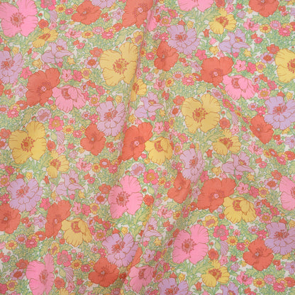 Liberty Fabrics Tana Lawn® - Meadow Song Pink, Yellow and Lime Green Flower Field