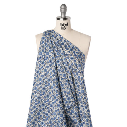 Liberty Fabrics Tana Lawn® - Astell Reece Blue - Blue and White Flower Vines Folded