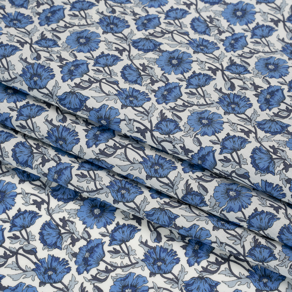 Liberty Fabrics Tana Lawn® - Astell Reece Blue - Blue and White Flower Vines Detail