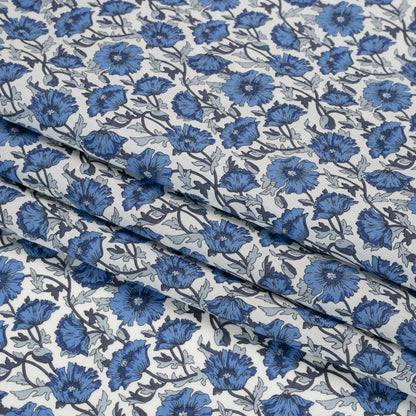 Liberty Fabrics Tana Lawn® - Astell Reece Blue - Blue and White Flower Vines Detail