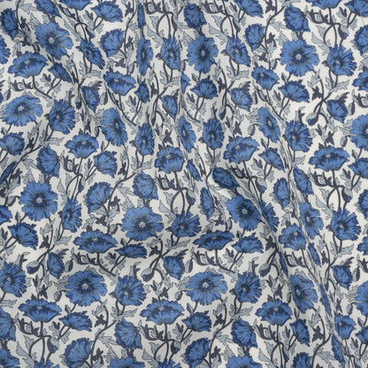 Liberty Fabrics Tana Lawn® - Astell Reece Blue - Blue and White Flower Vines Drape