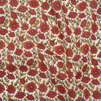 Liberty Fabrics Tana Lawn® - Astell Reece Red - Red and Golden Olive Flower Vines