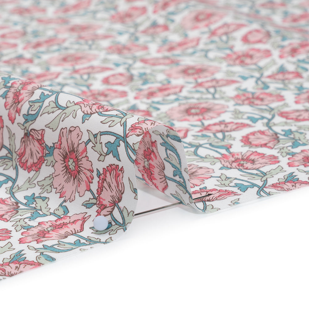 Liberty Fabrics Tana Lawn® - Astell Reece Pink - Baby Pink and Light Green Flower Vines - Full - Image 4 of 6