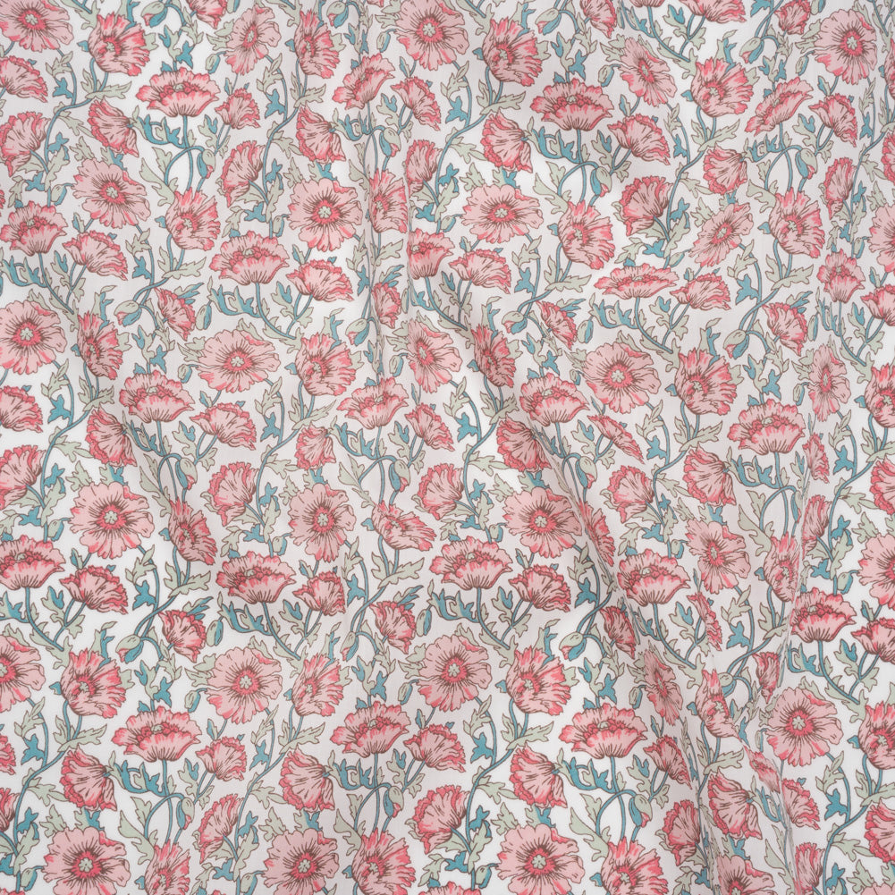 Liberty Fabrics Tana Lawn® - Astell Reece Pink - Baby Pink and Light Green Flower Vines - Drape