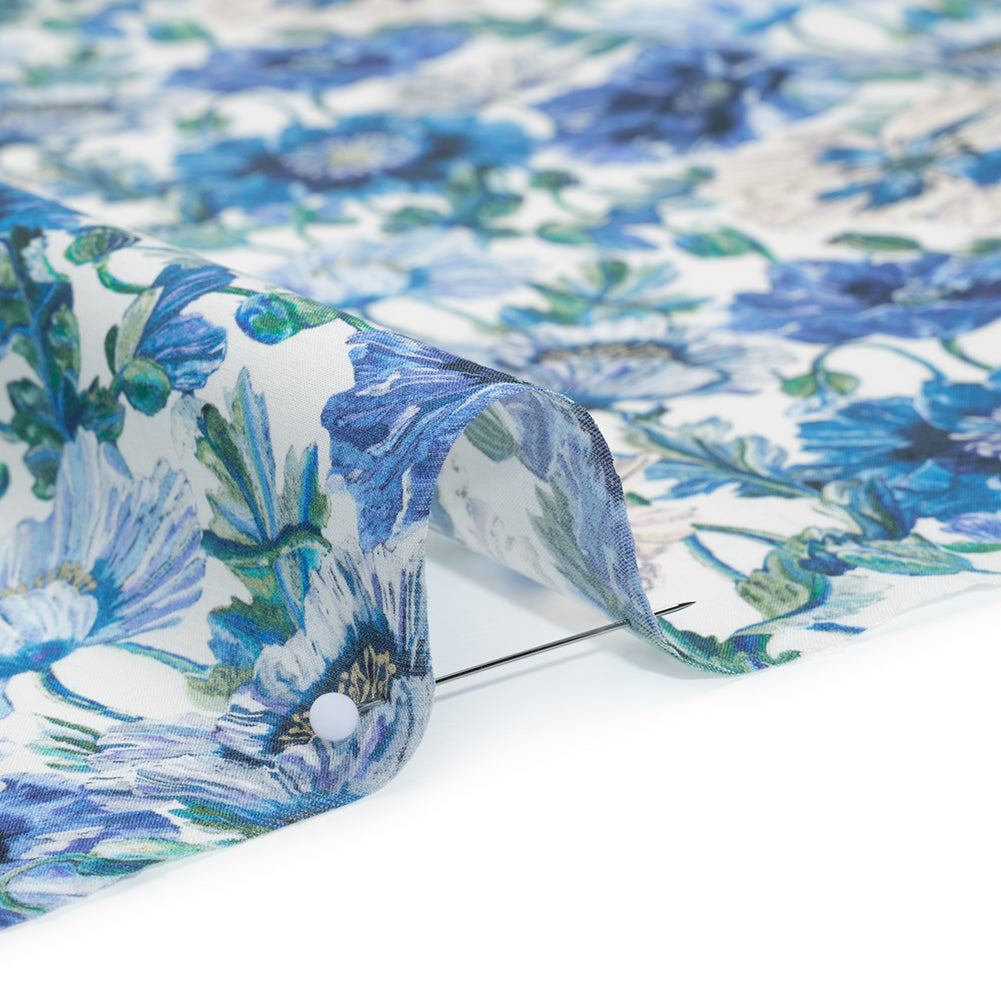 Liberty Fabrics Tana Lawn® - Poppy Amelie Blue - Sky, Cobalt Blue and Green Poppy Flower Field Full