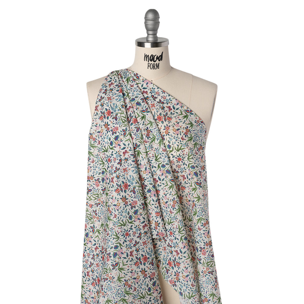 Liberty Fabrics Tana Lawn® - Tapestry Multi Bright - Pink, Green and Blue Floral and Butterflies - Folded