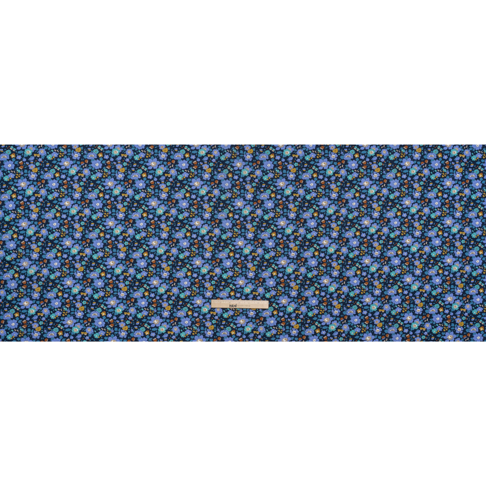 Liberty Fabrics Tana Lawn® - Betsy Meadow Dark Blue - Blue, Periwinkle and Yellow Illustrated Floral - Full - Image 5 of 6