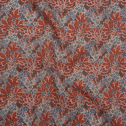 Liberty Fabrics Tana Lawn® - Aubrey Forest Red Burgundy - Red and Light Blue Leafy Floral Chevrons
