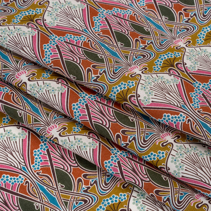 Liberty Fabrics Tana Lawn® - Ianthe Multi Bright - Bright Pink, Sky Blue and Gold Art Nouveau Floral Trees