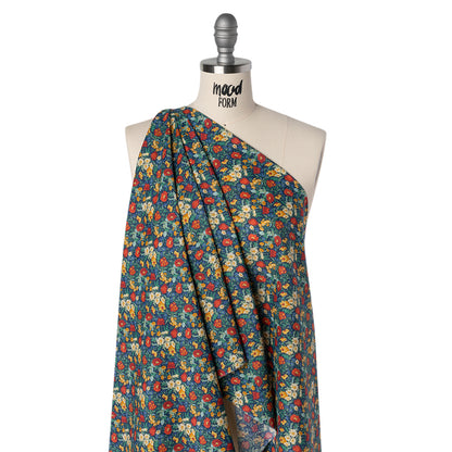 Liberty Fabrics Tana Lawn® - Florence May Dark Blue - Blue, Red and Yellow Wildflower Field