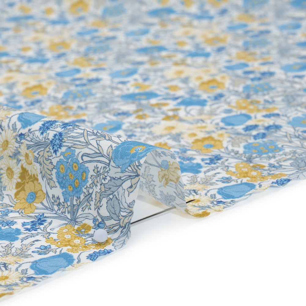 Liberty Fabrics Tana Lawn® - Florence May Blue - Yellow, Blue and White Wildflower Field - Full