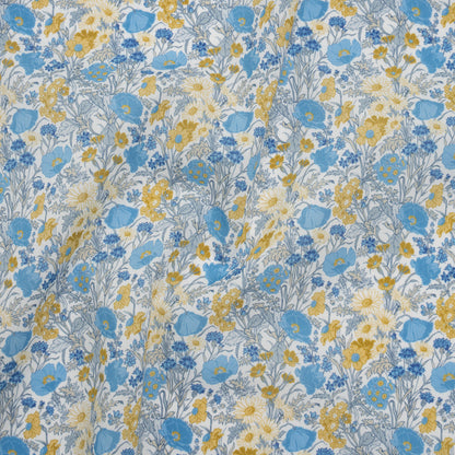 Liberty Fabrics Tana Lawn® - Florence May Blue - Yellow, Blue and White Wildflower Field