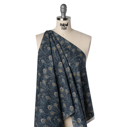 Liberty Fabrics Tana Lawn® - Queen Hera Dark Blue - Midnight, Sky Blue and Golden Yellow Field of Feathers