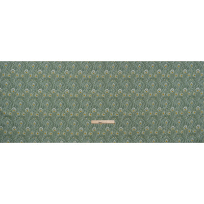 Liberty Fabrics Tana Lawn® - Queen Hera Green - Basil Green and Golden Yellow Field of Feathers