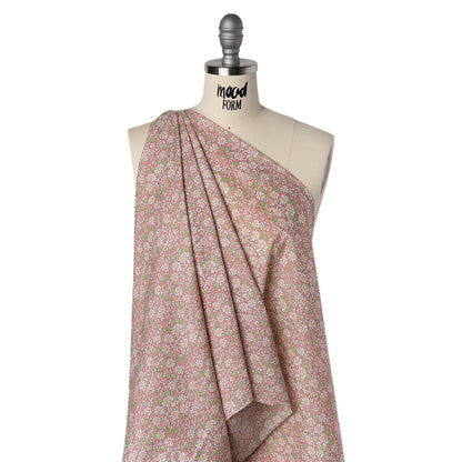 Liberty Fabrics Tana Lawn® - Alice W Pink - Baby Pink, Green and White Daisy Flowers Folded