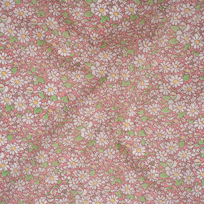 Liberty Fabrics Tana Lawn® - Alice W Pink - Baby Pink, Green and White Daisy Flowers Drape