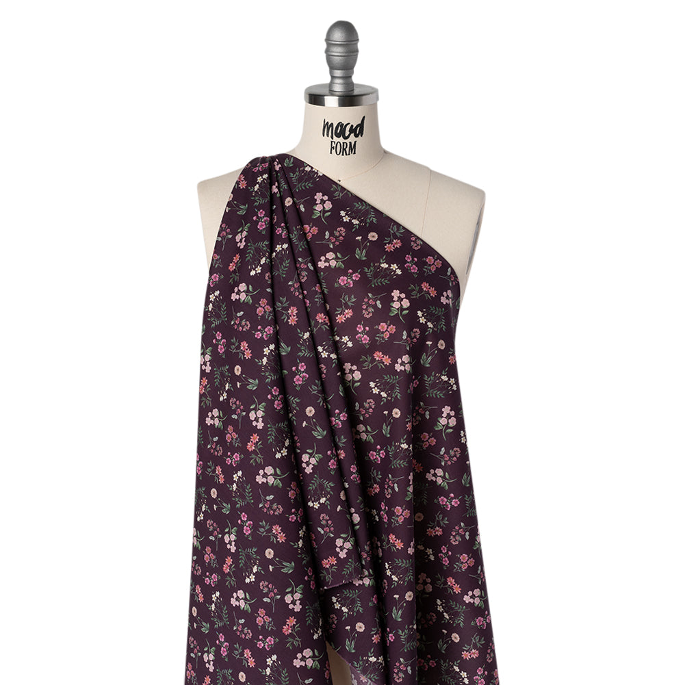 Liberty Fabrics Tana Lawn® - Annie Purple - Royal Purple, Pink and Green Scattered Wildflowers - Folded