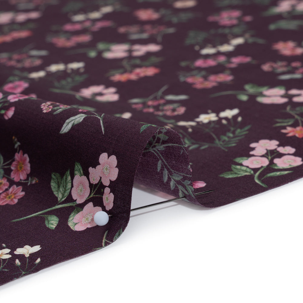 Liberty Fabrics Tana Lawn® - Annie Purple - Royal Purple, Pink and Green Scattered Wildflowers - Full