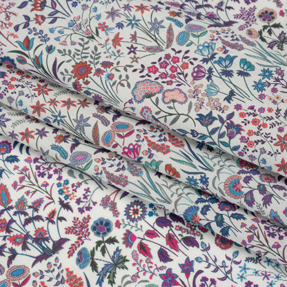 Liberty Fabrics Tana Lawn® - Shepherdly Song Purple - Purple, Blue and Pink Wildflowers Detail