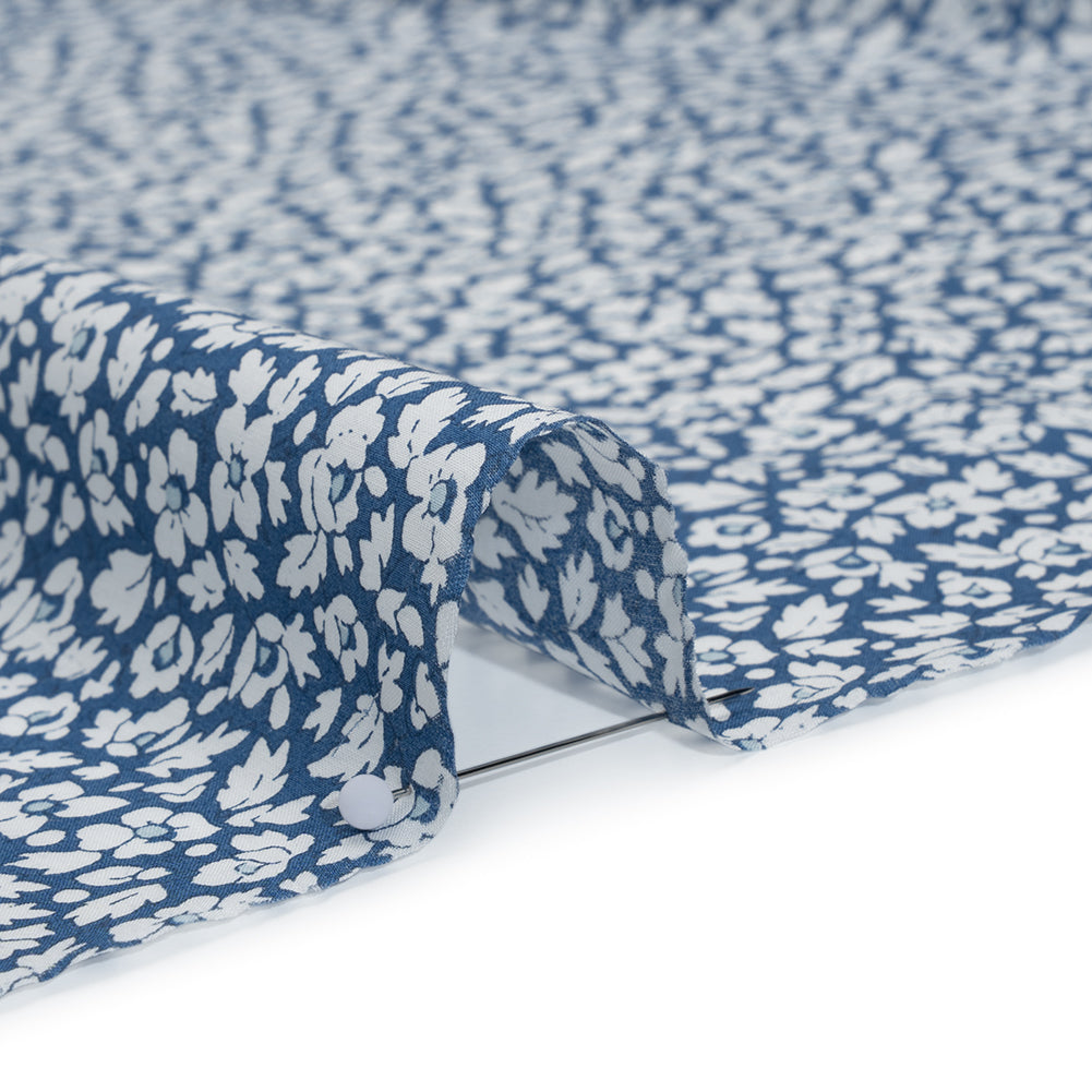 Liberty Fabrics Tana Lawn® - Feather Meadow Blue - Classic Blue and White Flowers and Leaves Full