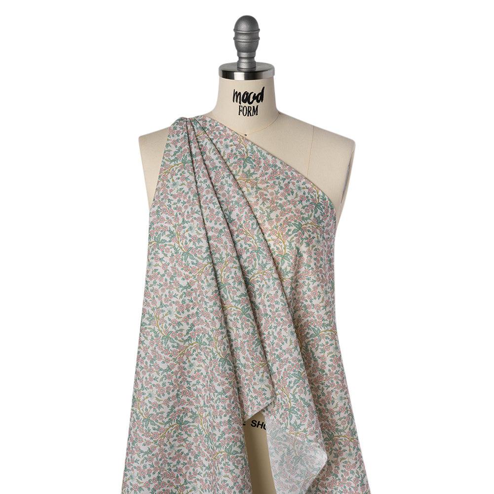 Liberty Fabrics Tana Lawn® - Empress Pink Light - Baby Pink and Mint Green Trailing Cherry Blossoms