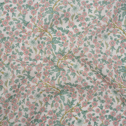Liberty Fabrics Tana Lawn® - Empress Pink Light - Baby Pink and Mint Green Trailing Cherry Blossoms