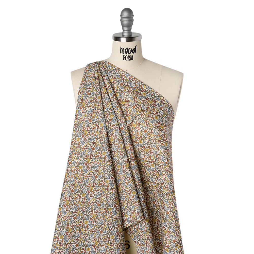 Liberty Fabrics Tana Lawn® - Ava Multi Neutral - Red, Light Blue and Yellow Florals - Folded
