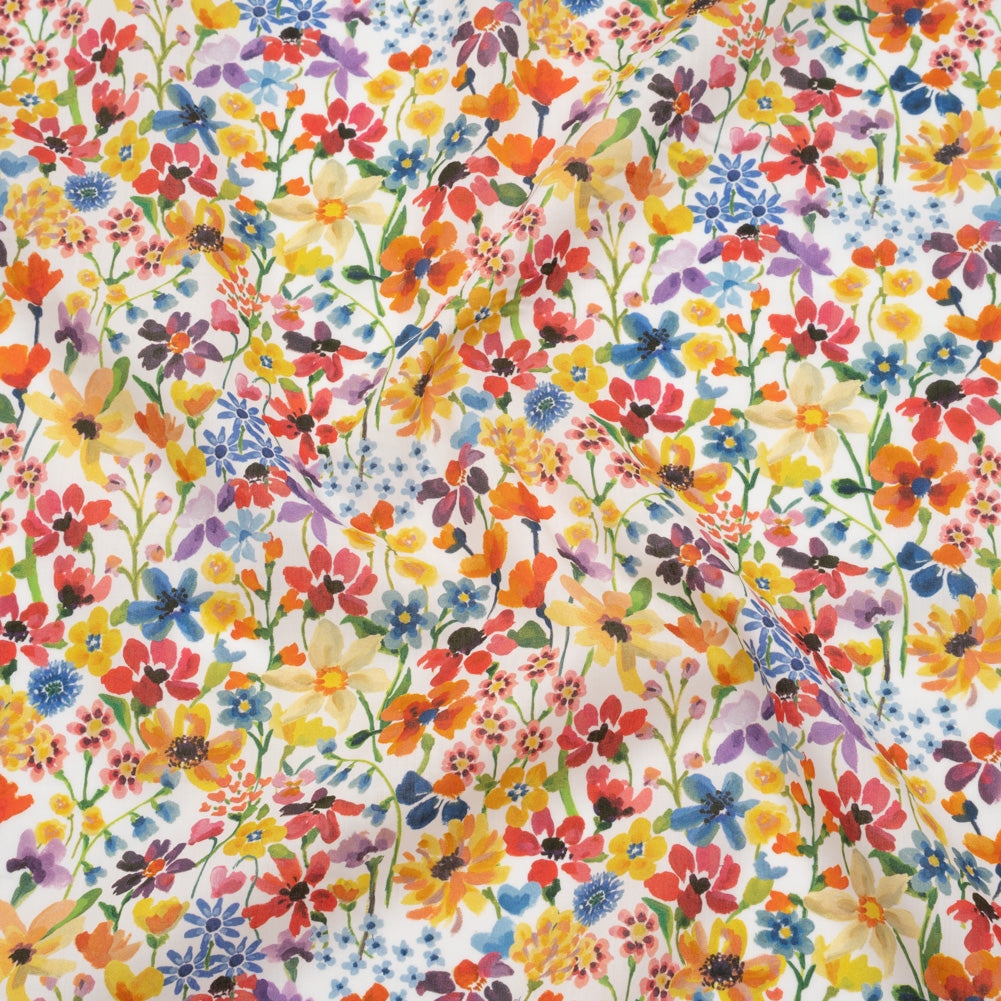 Liberty Fabrics Tana Lawn® - Dreams of Summer Multi Bright - Yellow, Orange and Blue Watercolor Floral - Drape