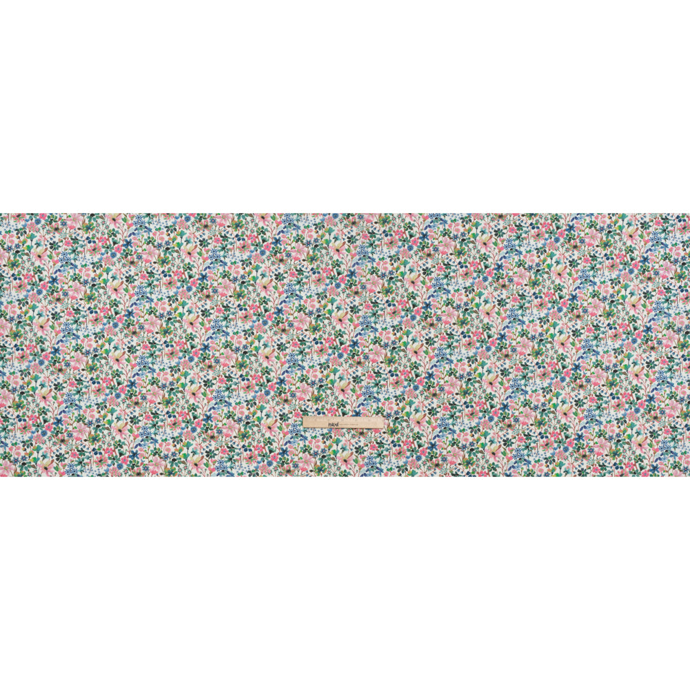 Liberty Fabrics Tana Lawn® - Dreams of Summer Green - Pink, Green and Blue Watercolor Floral - Full - Image 5 of 6