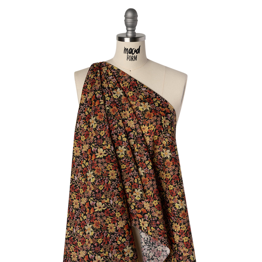 Liberty Fabrics Tana Lawn® - Dreams of Summer Orange - Brown, Orange and Red Watercolor Floral