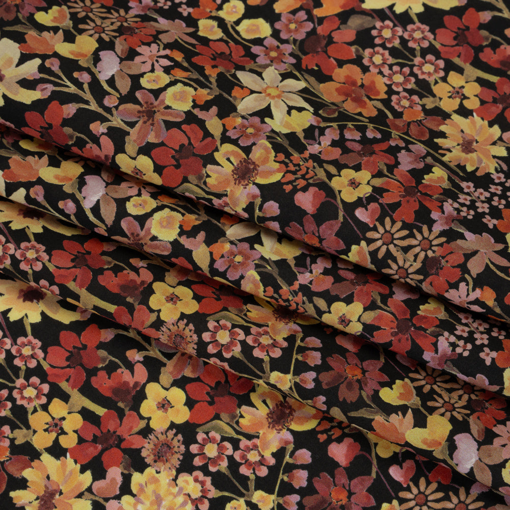Liberty Fabrics Tana Lawn® - Dreams of Summer Orange - Brown, Orange and Red Watercolor Floral