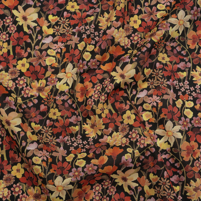 Liberty Fabrics Tana Lawn® - Dreams of Summer Orange - Brown, Orange and Red Watercolor Floral