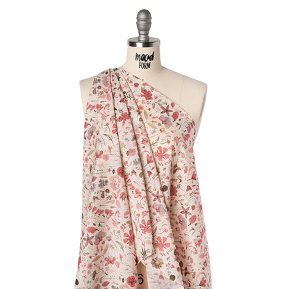 Liberty Fabrics Tana Lawn® - Floral Eve Pink - Baby Pink and Light Green Scattered Plants and Flowers Folded