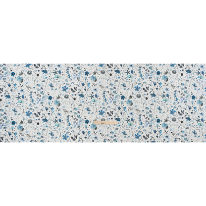 Liberty Fabrics Tana Lawn® - Floral Eve Light Blue - Cobalt, Gray and White Scattered Plants and Flowers