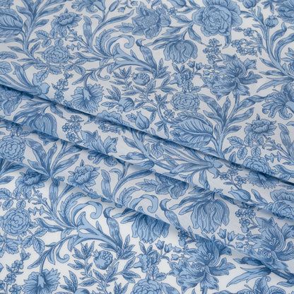 Liberty Fabrics Tana Lawn® - Sambourne Light Blue - Light Blue and White Fancy Roses Detail