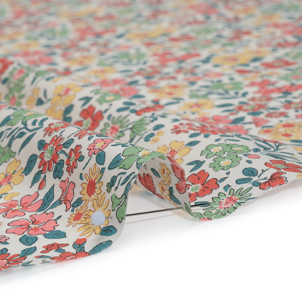 Liberty Fabrics Tana Lawn® - Annabella Multi Pastel - Red, Yellow and Blue Green Floral - Detail