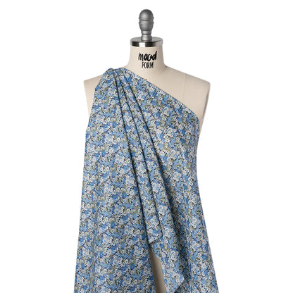 Liberty Fabrics Tana Lawn® - Libby Blue - Sky Blue, White and Sage Green Field of Daisies