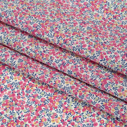 Liberty Fabrics Tana Lawn® - Wiltshire Bud Pink - Pink, Mint Green and Navy Berries and Leaves Folded