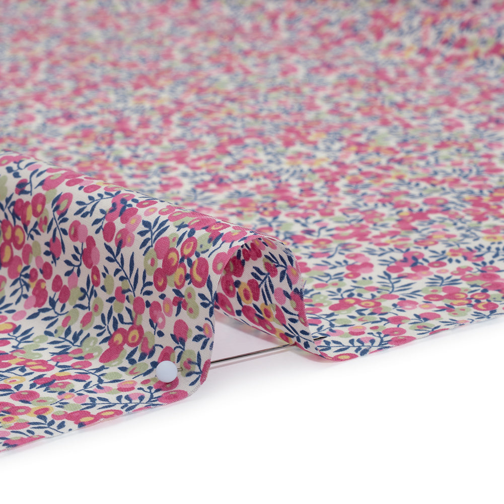 Liberty Fabrics Tana Lawn® - Wiltshire Bud Pink - Pink, Mint Green and Navy Berries and Leaves Detail