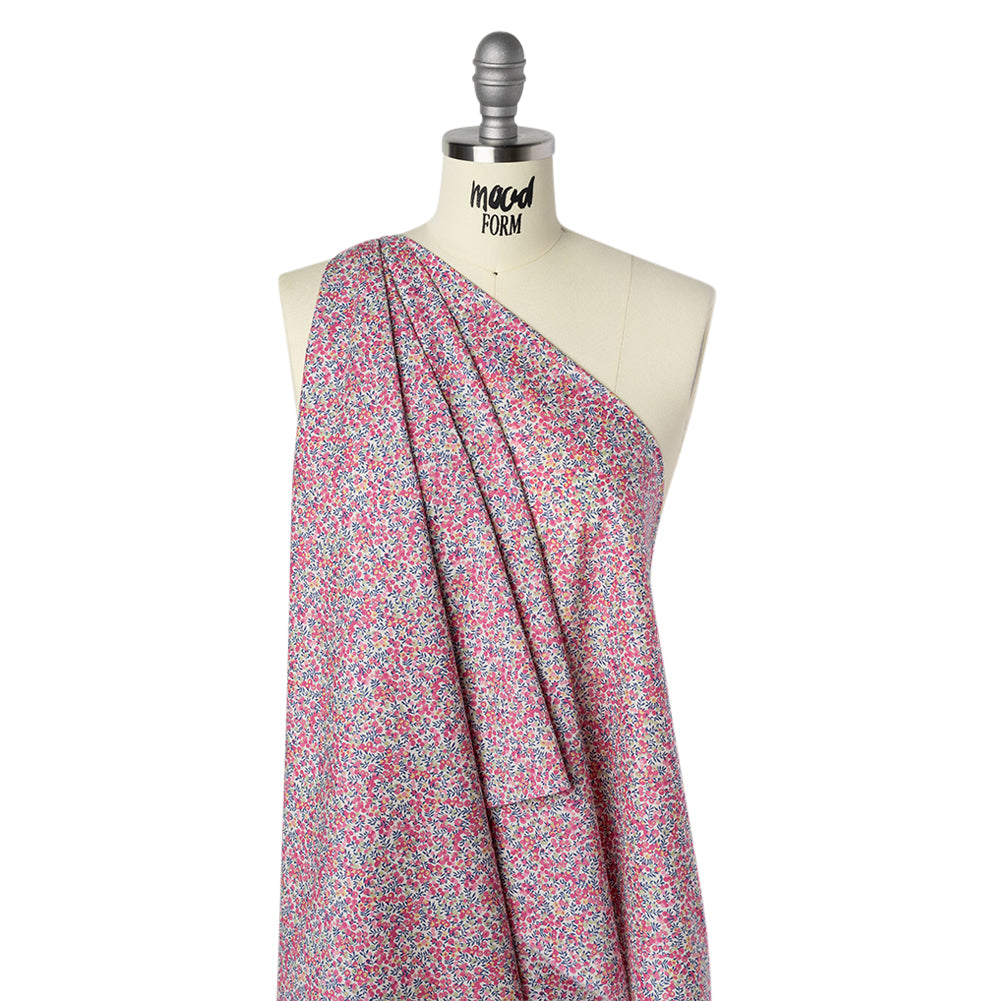 Liberty Fabrics Tana Lawn® - Wiltshire Bud Pink - Pink, Mint Green and Navy Berries and Leaves Drape