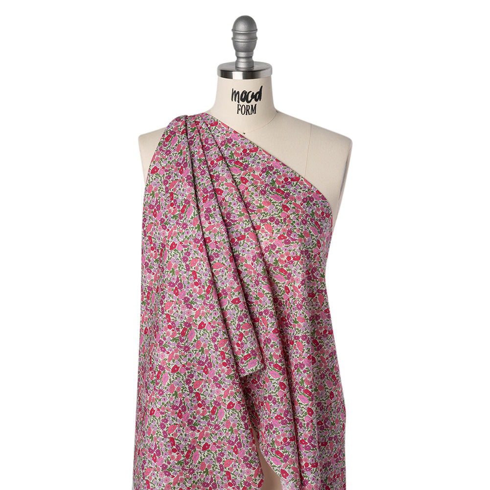 Liberty Fabrics Tana Lawn® - Poppy Forest Pink - Red, Bright Pink and Green Floral Meadow - Drape