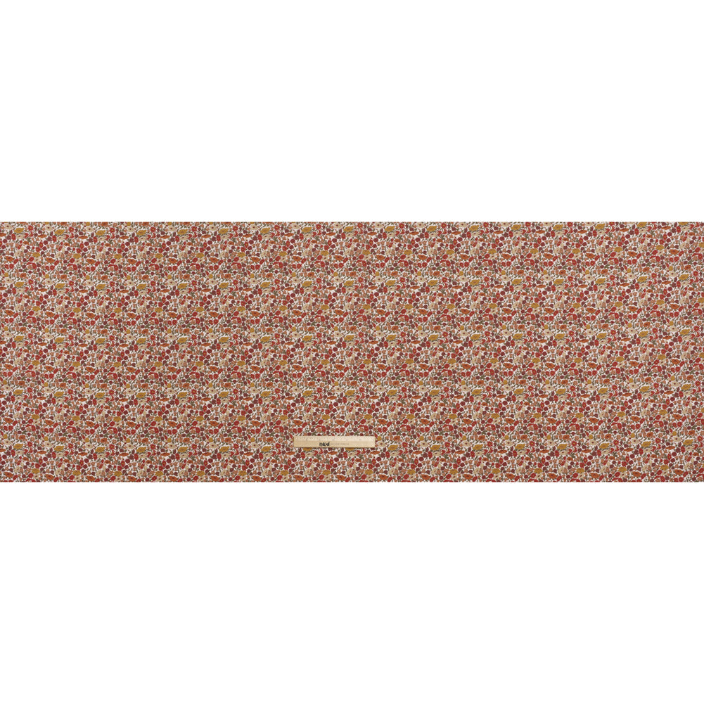 Liberty Fabrics Tana Lawn® - Poppy Forest Red Burgundy - Dark Red, Orange and Olive Green Floral Meadow Full