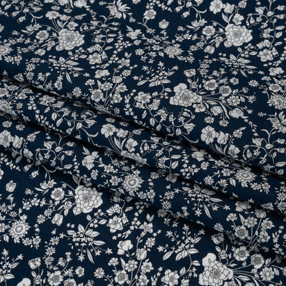 Liberty Fabrics Tana Lawn® - Summer Blooms Dark Blue - Navy and White Floral