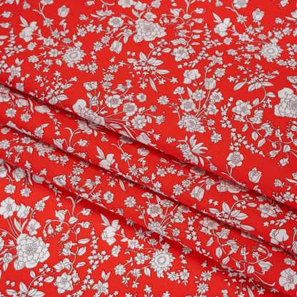Liberty Fabrics Tana Lawn® - Summer Blooms Red - Scarlet Red and White Floral