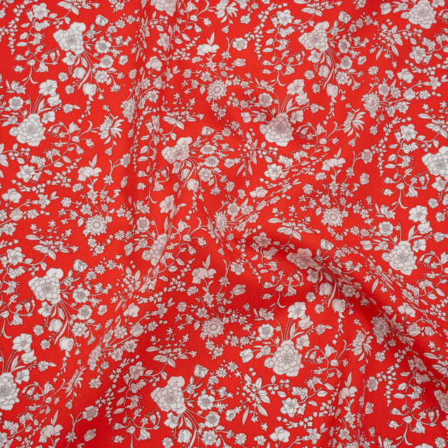 Liberty Fabrics Tana Lawn® - Summer Blooms Red - Scarlet Red and White Floral