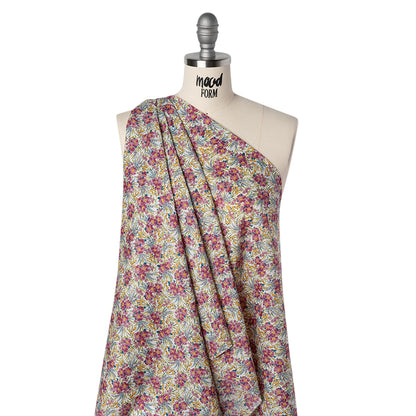 Liberty Fabrics Tana Lawn® - Swirling Petals Purple - Berry Pink, Blue and Yellow Floral